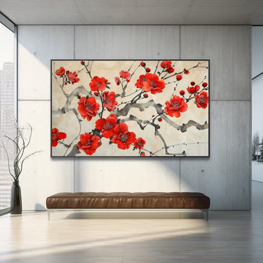 Red Flowers on Canvas